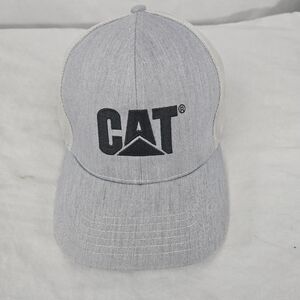 Caterpillar Cat Equipment Grey Black Twill Mesh Hat Cap Construction Trucker